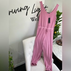 NWT Sleeveless Casual Drawstring Rose Jumpsuit